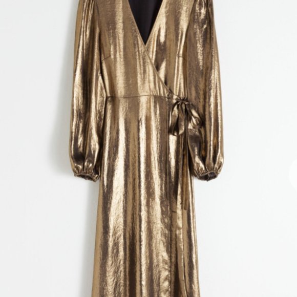 pleated metallic satin dress & other stories & Other Stories | Dresses | Other Stories Metallic Satin Midi Dress Size 2